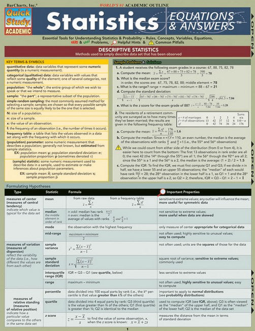 Statistics Equations & Answers: