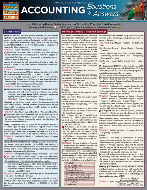 Accounting Equations & Answers cover
