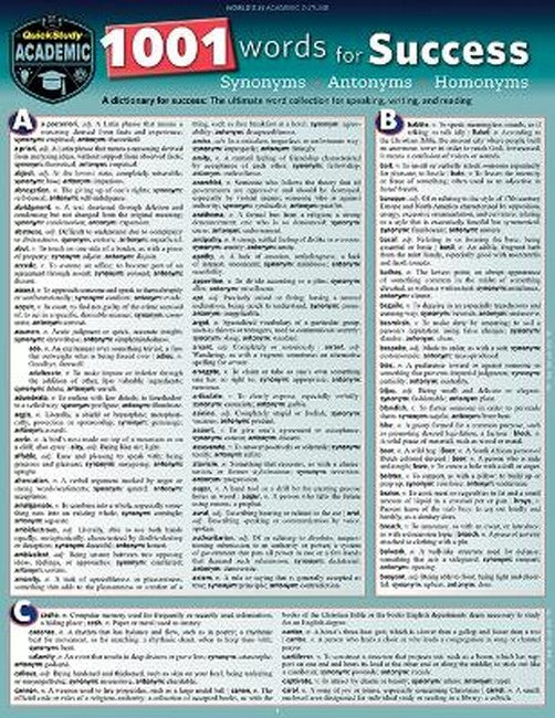 1001 Words for Success - Synonyms, Antonyms & Homonyms cover