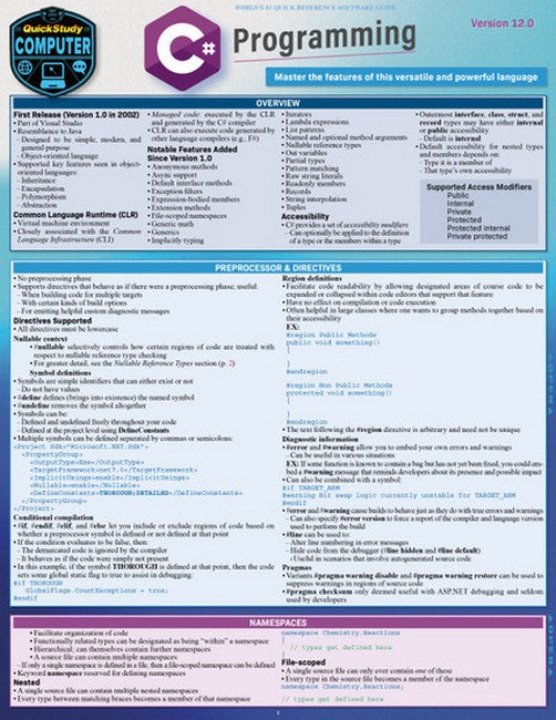 C# Programming: Laminated Reference Guide