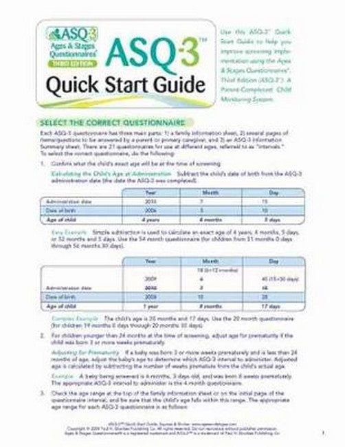 Ages & Stages Questionnaires (R) (ASQ (R)-3): Quick Start Guide (English) cover