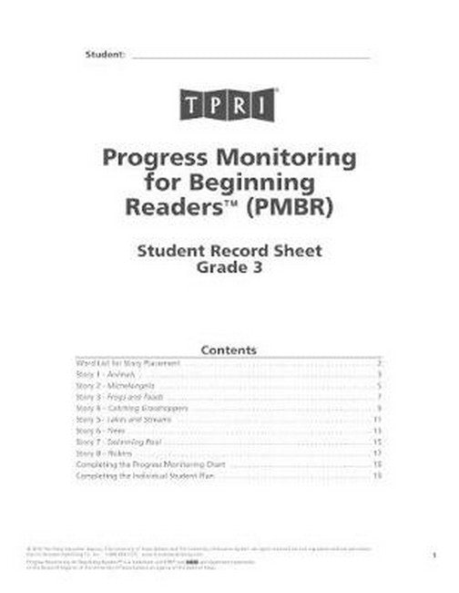 PMBR Student Record Sheets cover