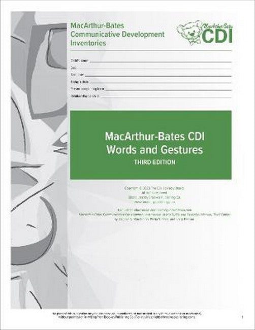 MacArthur-Bates Communicative Development Inventories (CDI) Words and Gestures Forms cover