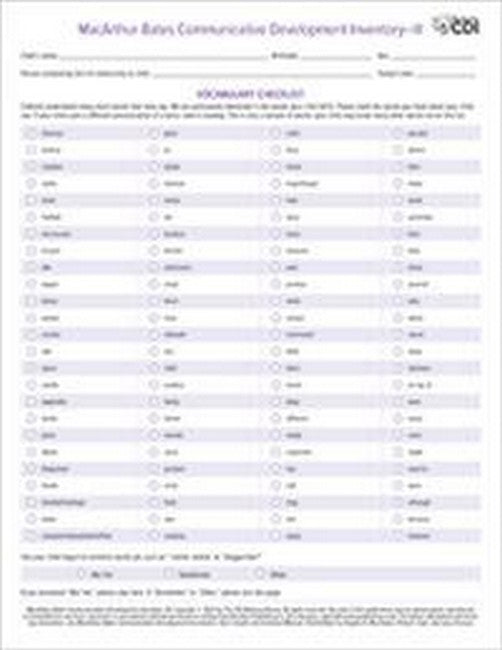 MacArthur-Bates Communicative Development Inventories (CDI) CDI-III Forms cover
