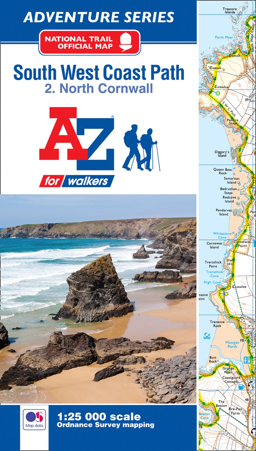 A-Z Adventure Series - South West Coast Path National Trail Official Map North Cornwall: With Ordnance Survey Mapping [New Fourth Edition]