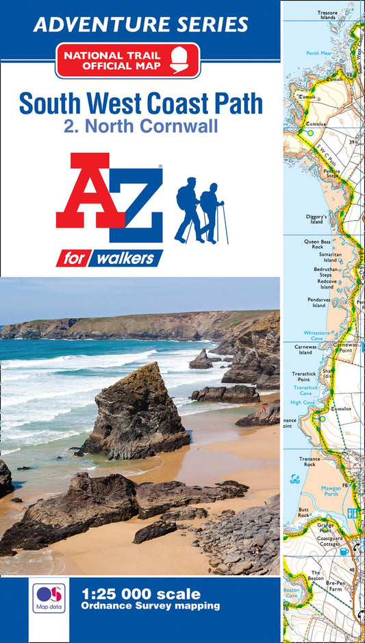 A-Z Adventure Series - South West Coast Path National Trail Official Map North Cornwall: With Ordnance Survey Mapping [New Fourth Edition]