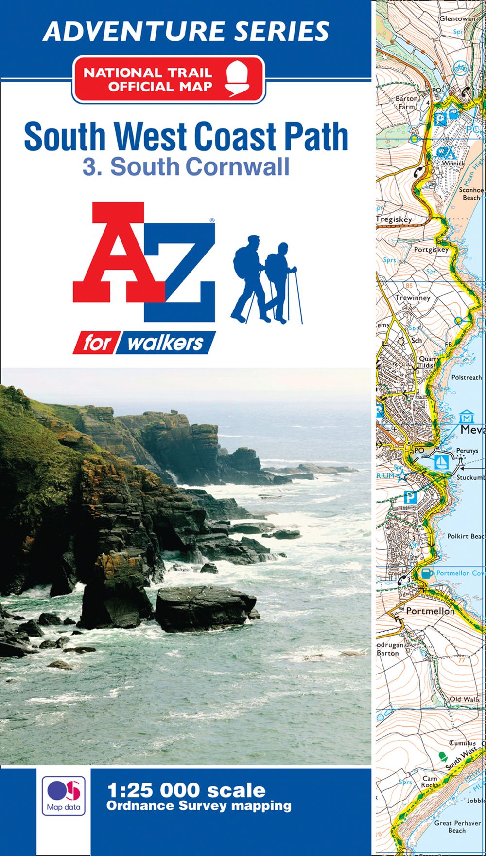 A-Z Adventure Series - South West Coast Path National Trail Official Map South Cornwall: With Ordnance Survey Mapping [new Fourth Edition]
