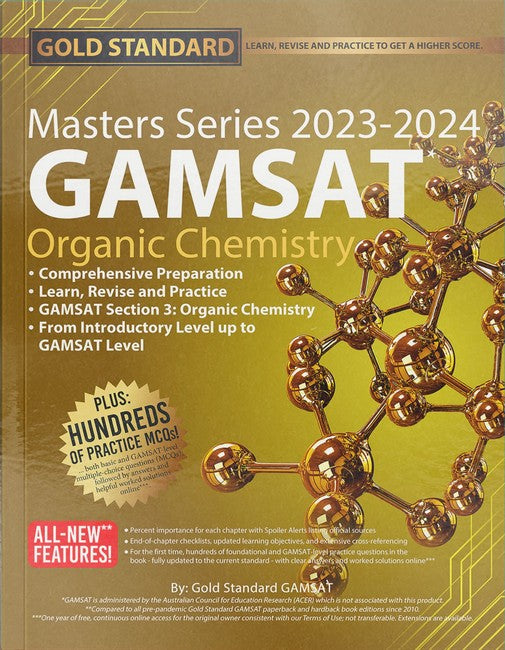 2023-2024 Masters Series GAMSAT Preparation Organic Chemistry by Gold cover
