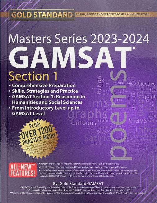 2023-2024 Masters Series GAMSAT Section 1 Preparation by Gold Standard cover