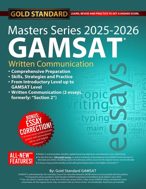 2025-2026 Masters Series GAMSAT Section 2 Preparation by Gold Standard GAMSAT cover