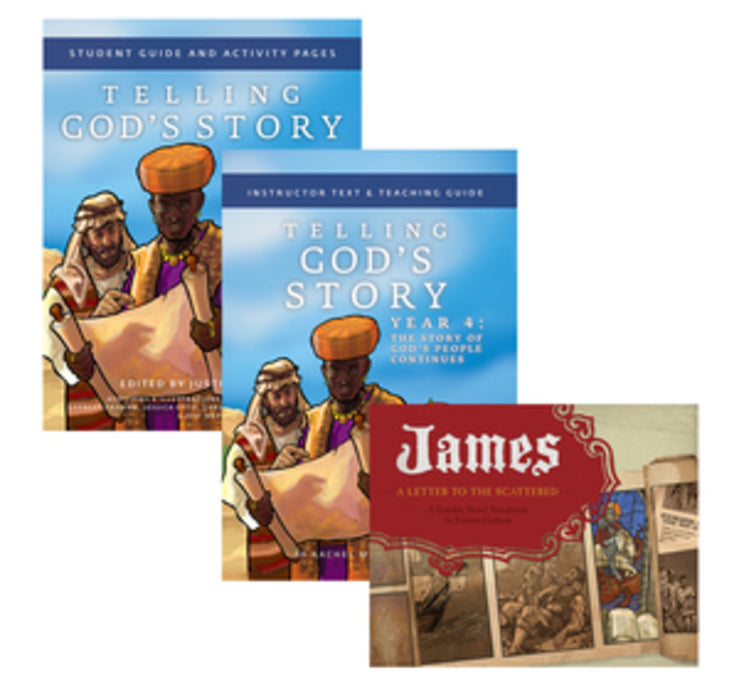 Telling God's Story Year 4 Bundle: Includes Instructor Text, Student Guide, and James, a Letter to the Scattered Graphic Novel (Telling God's Story) cover