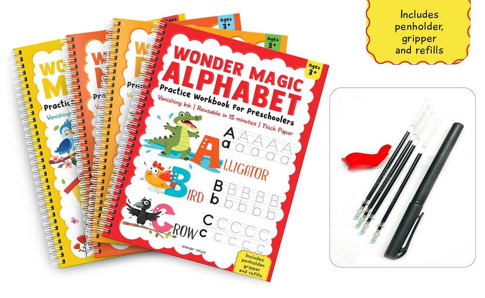 Wonder Magic Pack of 4 books (Maths, Drawing, Numbers & Alphabet) book cover