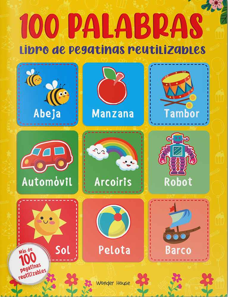Reusable Sticker Book 100 Words - Spanish book cover
