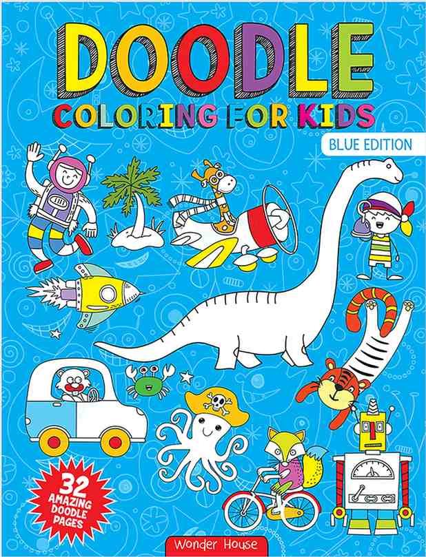 Doodle Coloring For Kids - Blue Edition book cover