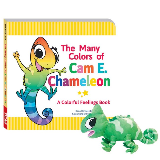 The Many Colors of Cam E. Chameleon Board Book & Plush Set cover